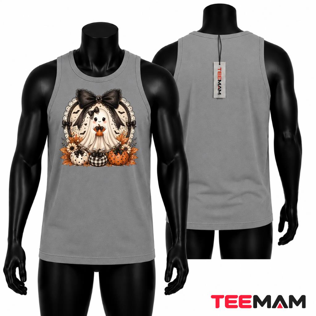 Coquette Ghost Halloween Tank Top Cute Bow Pumpkin Floral Coquette Ghost Halloween Tank Top Cute Bow Pumpkin Floral