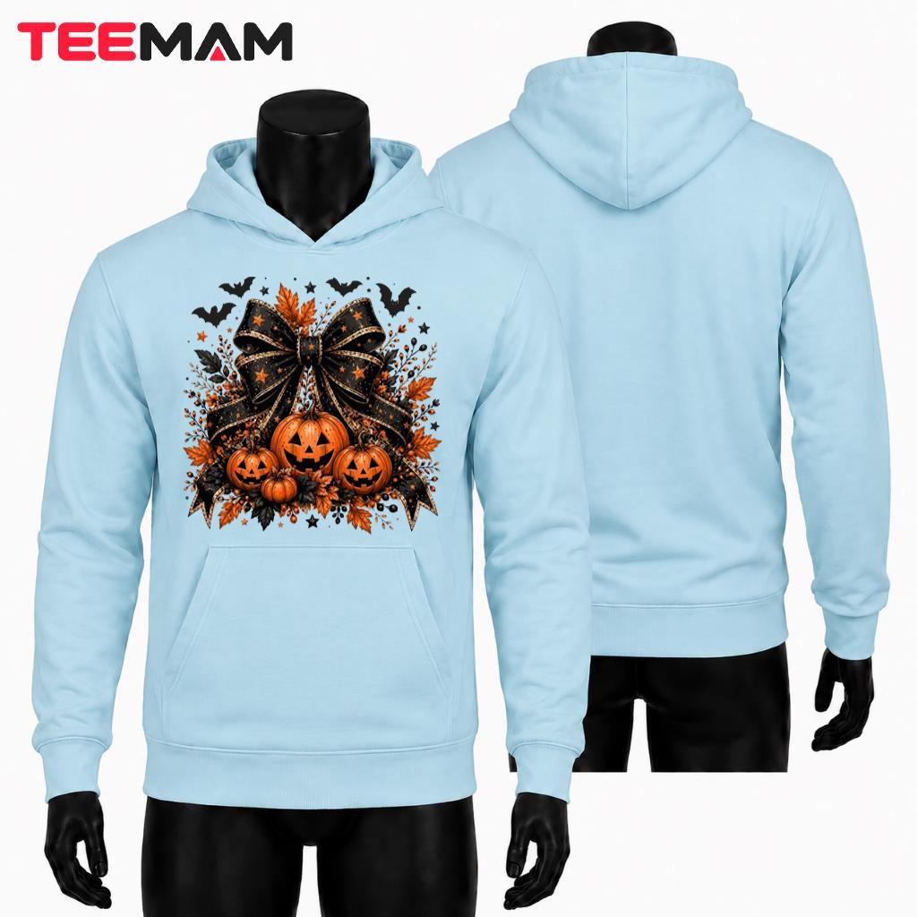 Coquette Pumpkin Halloween Hoodie Black Bow Spooky Coquette Pumpkin Halloween Hoodie Black Bow Spooky