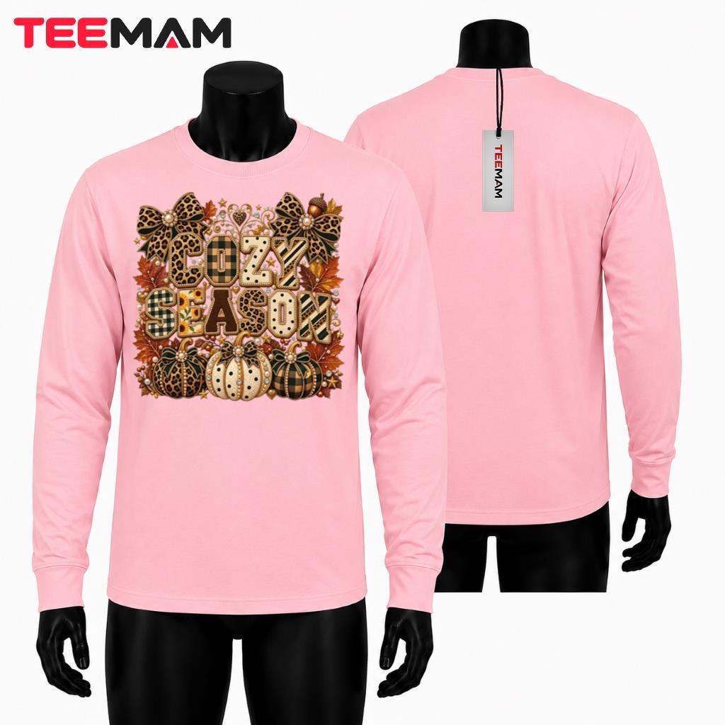 Cozy Season Fall Long Sleeve Pumpkin Leopard Bow Pearl Cozy Season Fall Long Sleeve Pumpkin Leopard Bow Pearl