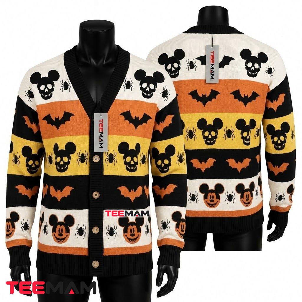 Custom Name Halloween Cardigan Disney Mickey Mouse Skull 1