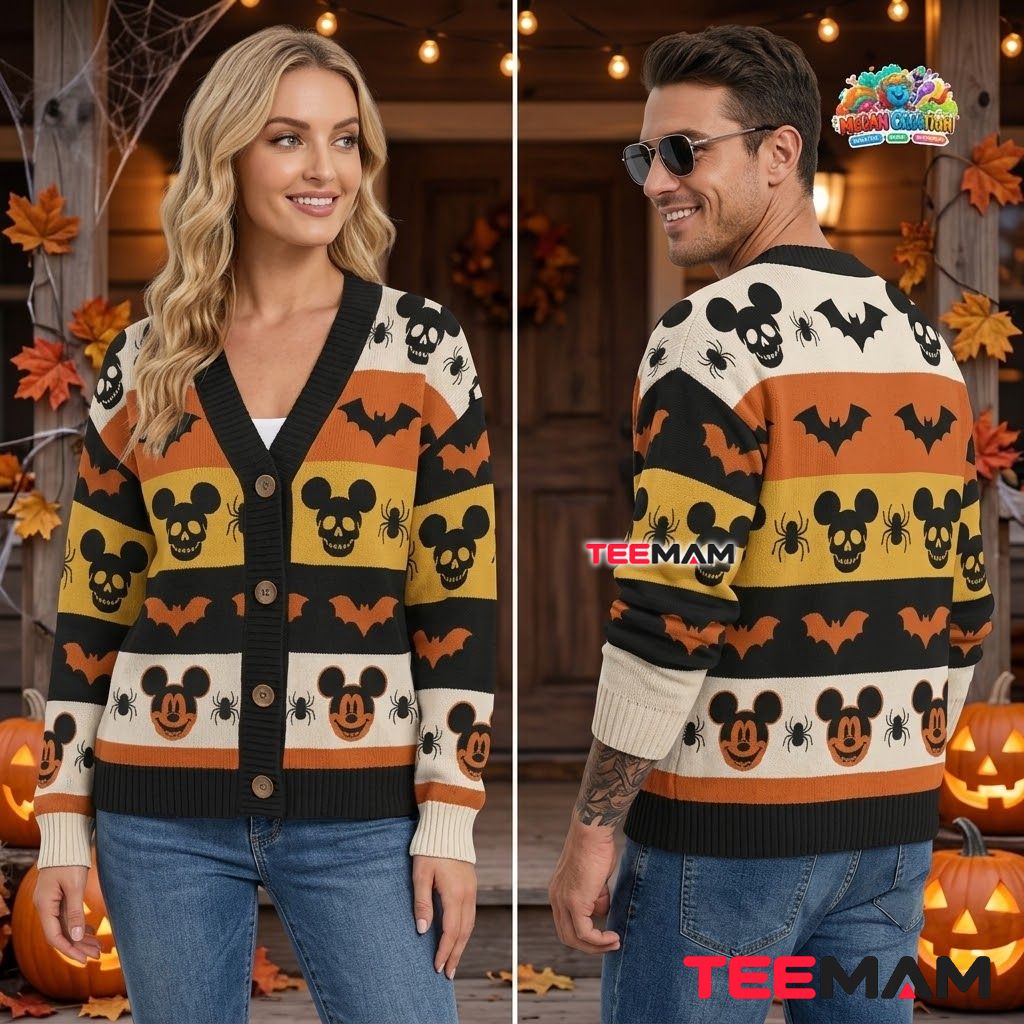 Custom Name Halloween Cardigan Disney Mickey Mouse Skull 2 Custom Name Halloween Cardigan Disney Mickey Mouse Skull 2