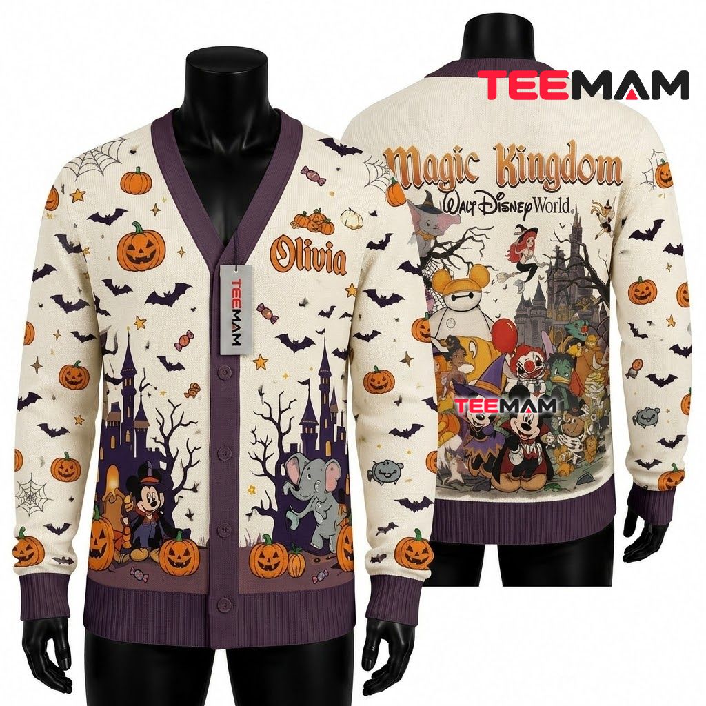 Custom Name Halloween Cardigan Magic Kingdom Disney 1