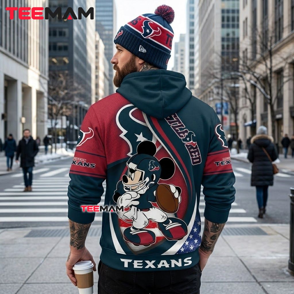 Custom Name Houston Texans 3D Hoodie Mickey Mouse Football Version 3 Custom Name Houston Texans 3D Hoodie Mickey Mouse Football Version 3