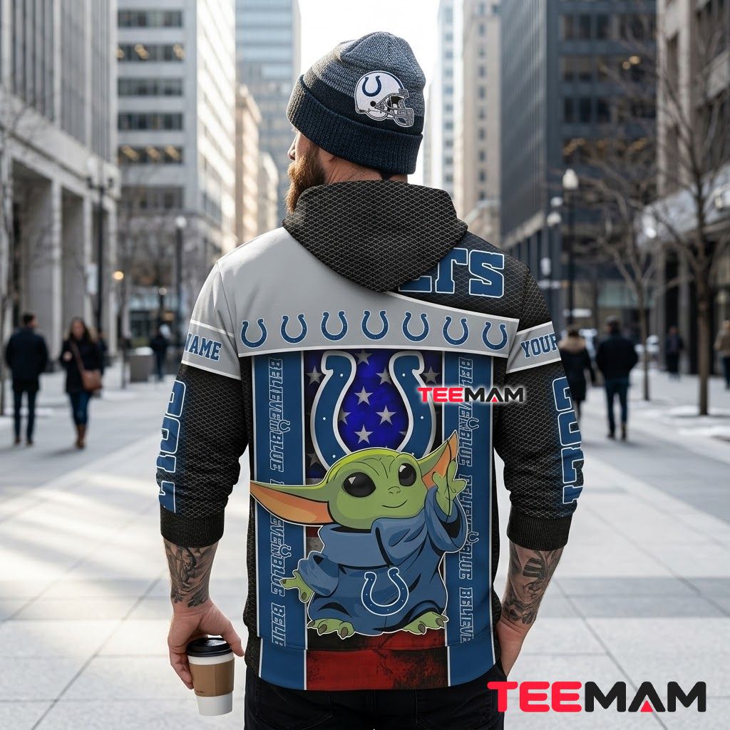 Custom Name Indianapolis Colts 3D Hoodie Baby Yoda Star Balloon Version 3 Custom Name Indianapolis Colts 3D Hoodie Baby Yoda Star Balloon Version 3