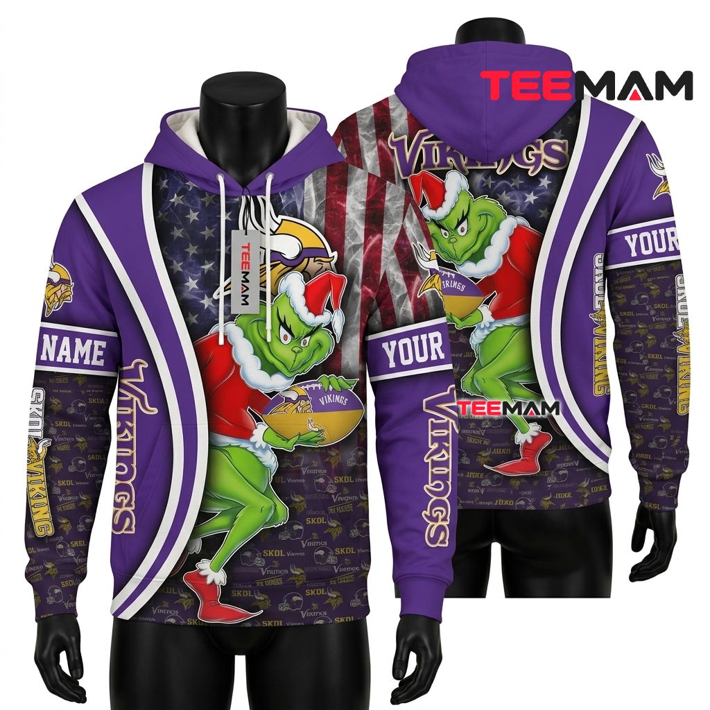 Custom Name Minnesota Vikings 3D Hoodie Jack Skellington