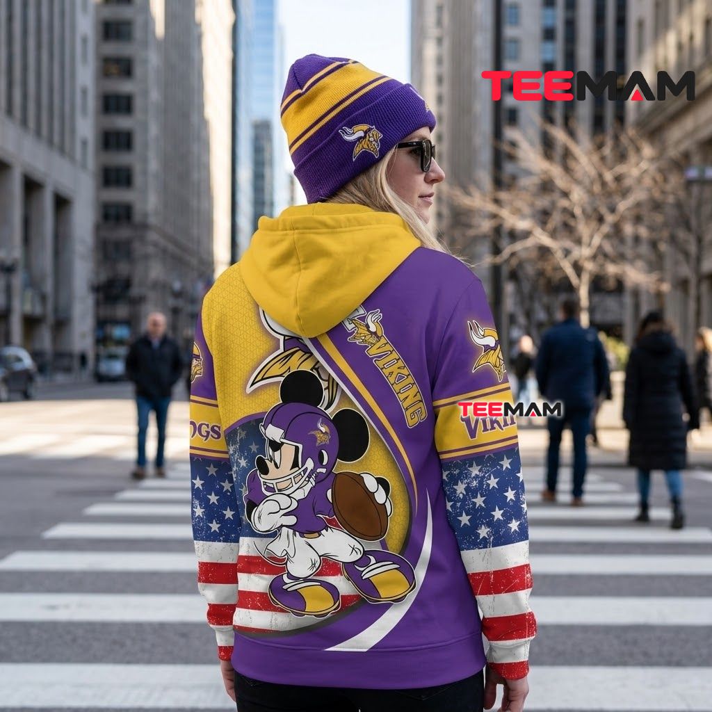Custom Name Minnesota Vikings 3D Hoodie Mickey Mouse Football Version 3 Custom Name Minnesota Vikings 3D Hoodie Mickey Mouse Football Version 3