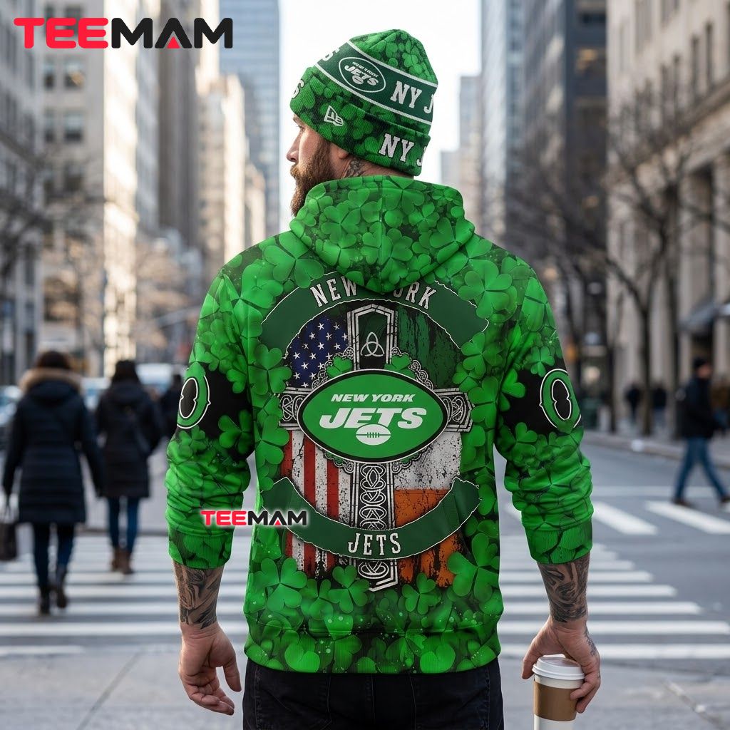 Custom Name New York Jets 3D Hoodie Celtic Cross Shamrock Version 3 Custom Name New York Jets 3D Hoodie Celtic Cross Shamrock Version 3