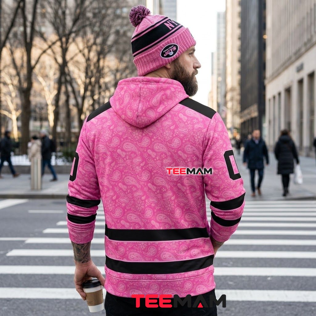 Custom Name New York Jets 3D Hoodie Pink Paisley Version 3 Custom Name New York Jets 3D Hoodie Pink Paisley Version 3