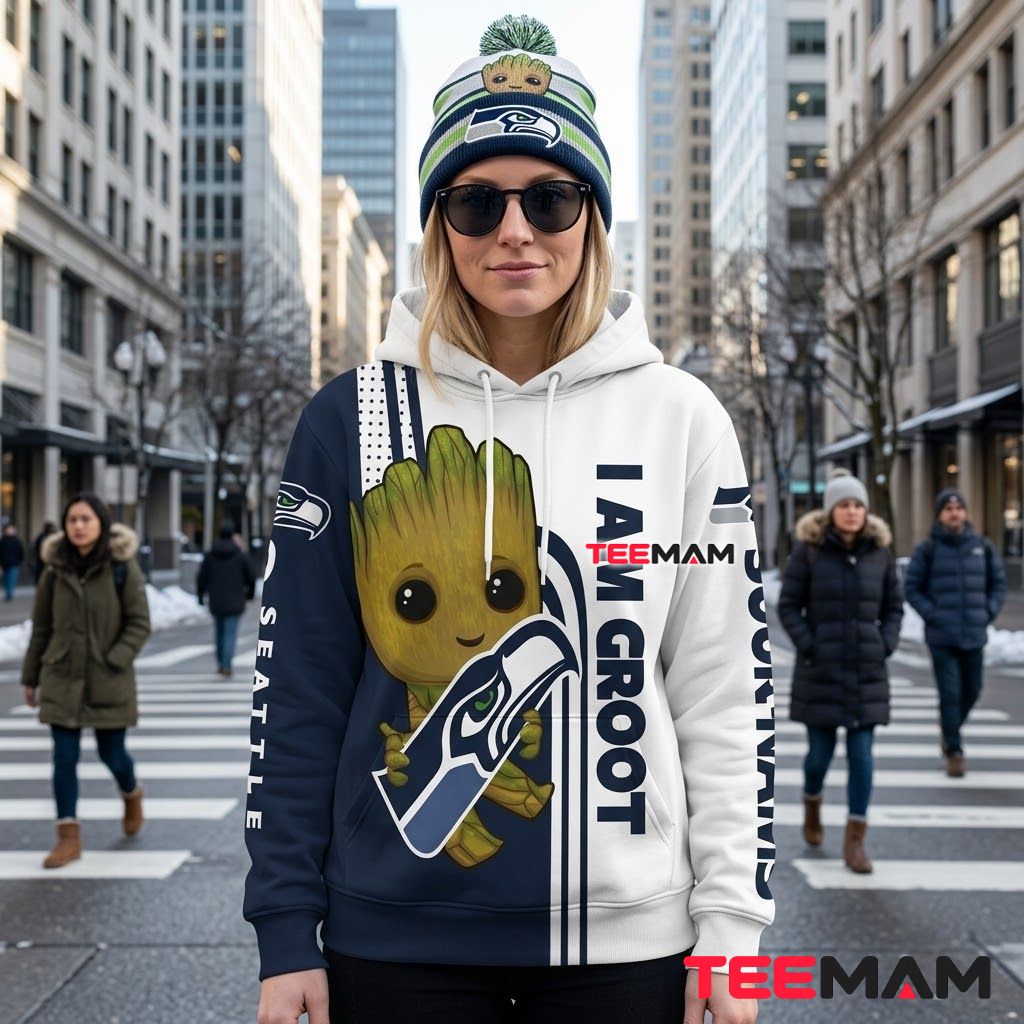 Custom Name Seattle Seahawks 3D Hoodie Groot Baby Fan Gift Back Custom Name Seattle Seahawks 3D Hoodie Groot Baby Fan Gift Back