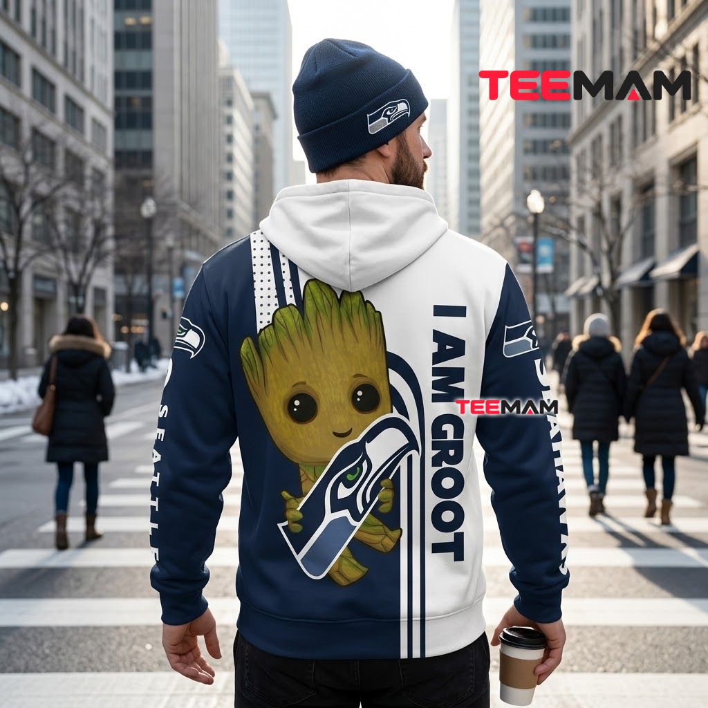 Custom Name Seattle Seahawks 3D Hoodie Groot Baby Fan Gift Version 3 Custom Name Seattle Seahawks 3D Hoodie Groot Baby Fan Gift Version 3