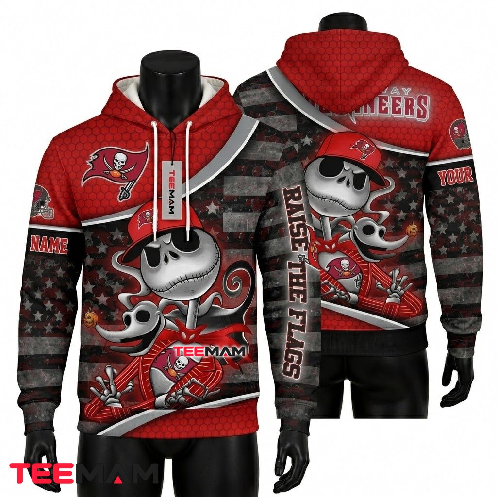 Custom Name Tampa Bay Buccaneers 3D Hoodie Jack Skellington Front