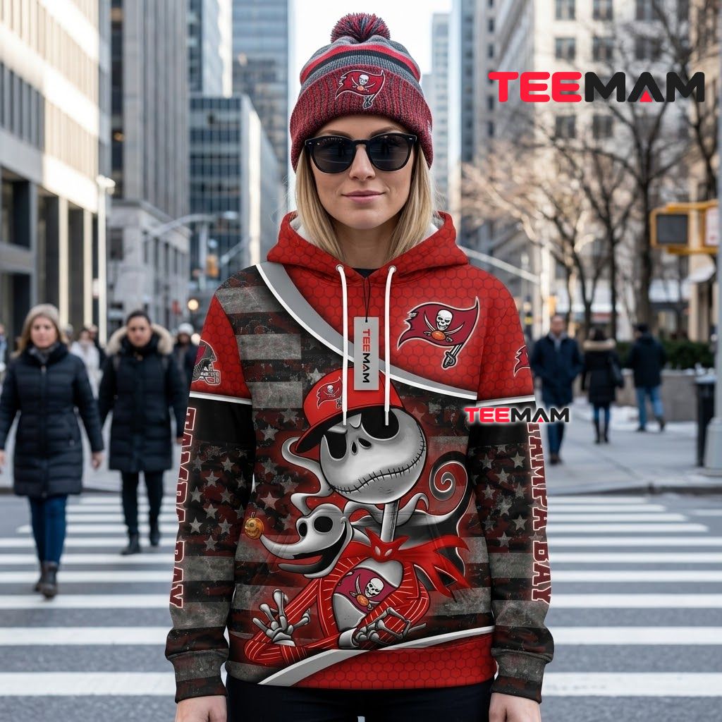 Custom Name Tampa Bay Buccaneers 3D Hoodie Jack Skellington Back Custom Name Tampa Bay Buccaneers 3D Hoodie Jack Skellington Back
