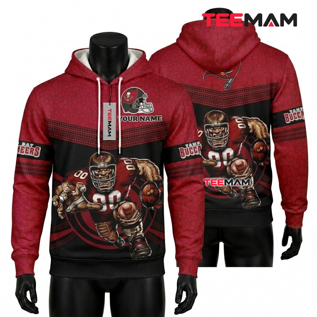 Custom Name Tampa Bay Buccaneers 3D Hoodie Lips Jersey Pattern