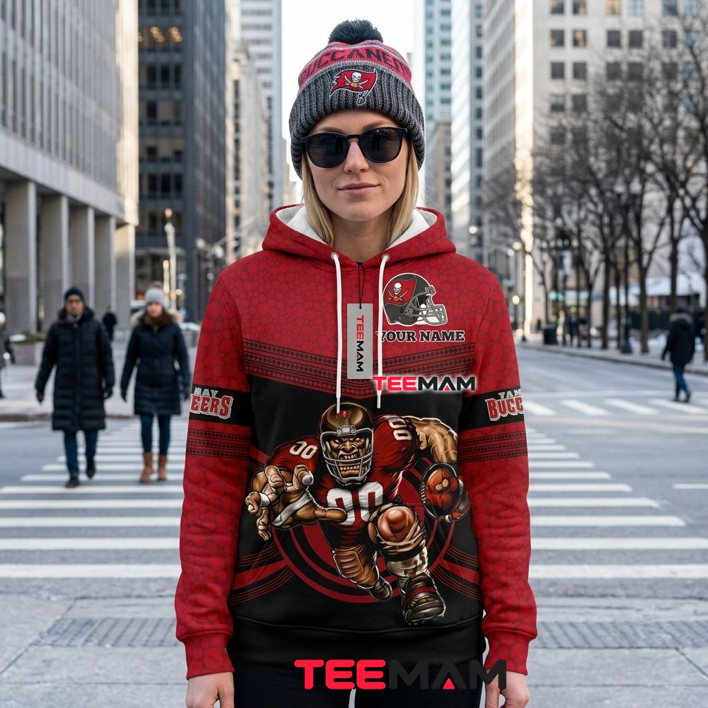 Custom Name Tampa Bay Buccaneers 3D Hoodie Mascot Player Cartoon Back Custom Name Tampa Bay Buccaneers 3D Hoodie Mascot Player Cartoon Back