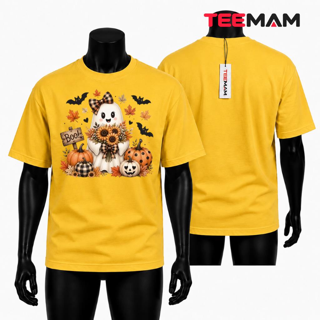 Cute Ghost Picnic Halloween Shirt Coffee Pumpkin Pink