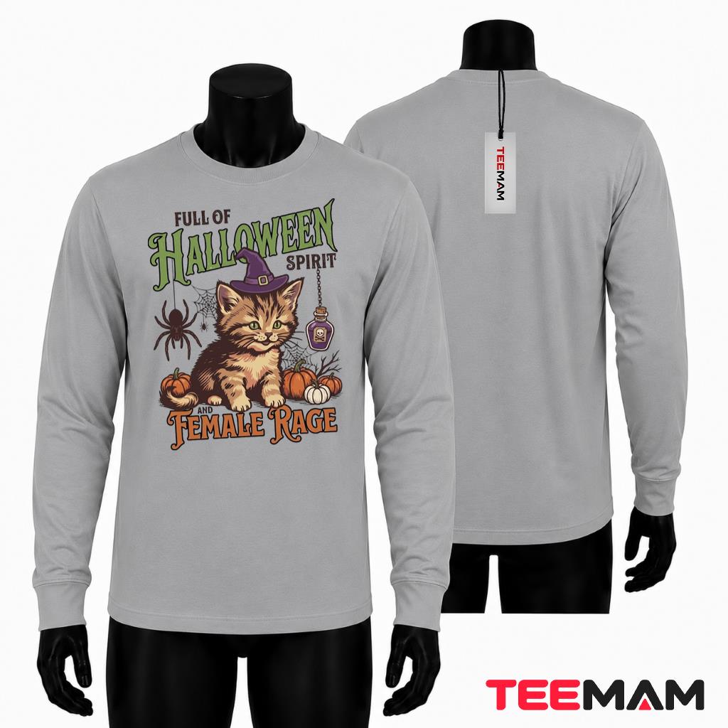 Cute Halloween Cat Long Sleeve Spooky Witchy Kitten Pumpkin Cute Halloween Cat Long Sleeve Spooky Witchy Kitten Pumpkin