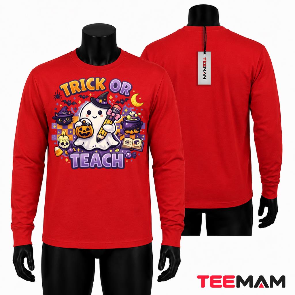 Cute Trick or Teach Halloween Teacher Long Sleeve Cute Trick or Teach Halloween Teacher Long Sleeve