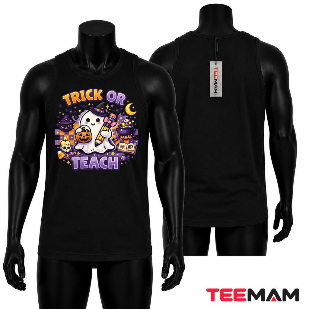 Cute Trick or Teach Halloween Teacher Tank Top Cute Trick or Teach Halloween Teacher Tank Top