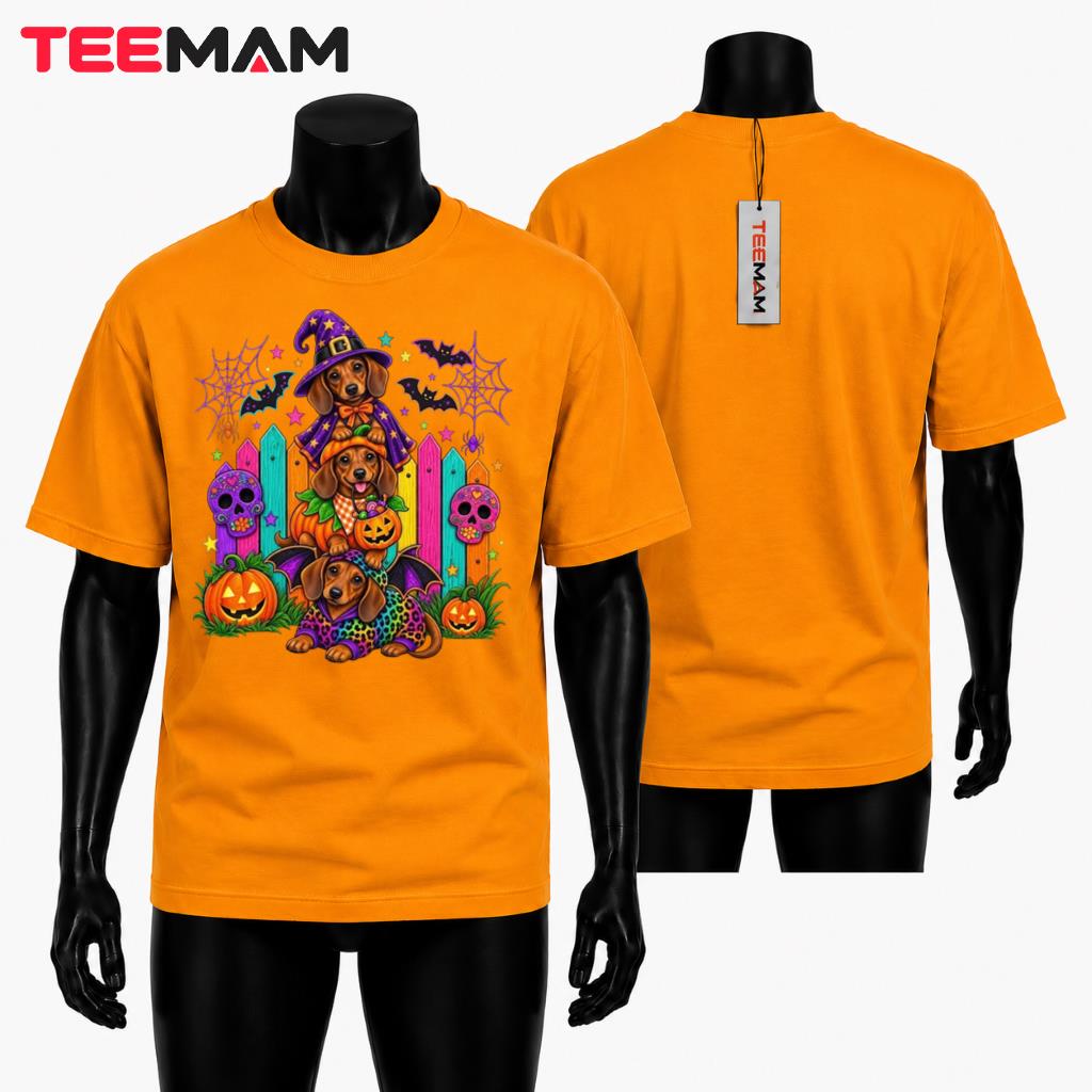 Dachshund Halloween T-Shirt Cute Dog Spooky Season Witch
