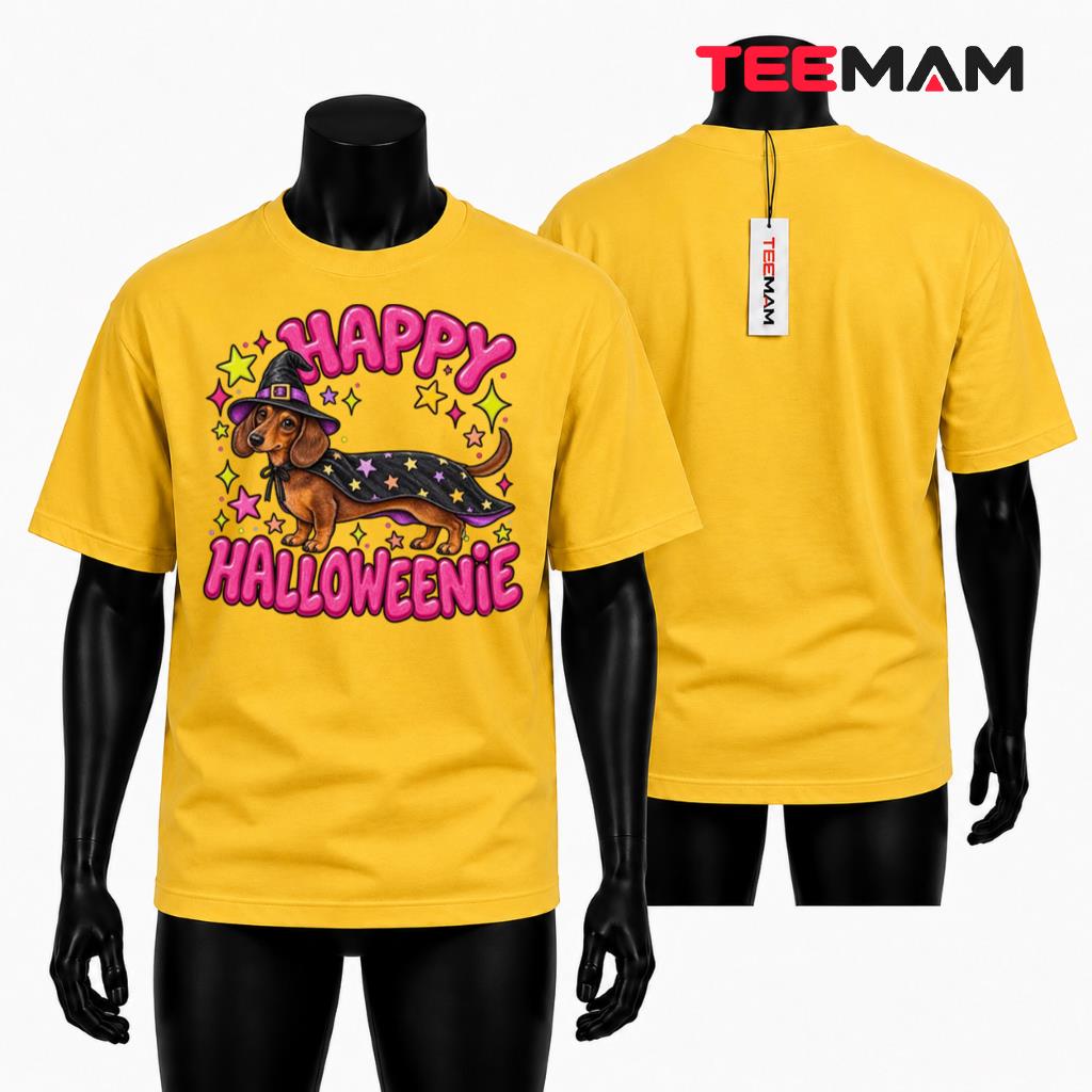 Dachshund Halloween T-Shirt Witch Dog Spooky Season Pink