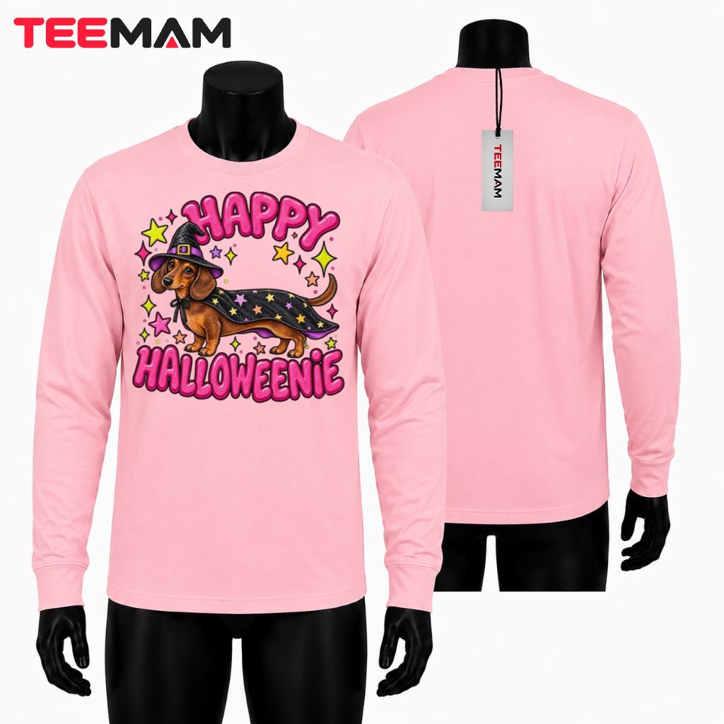 Dachshund Halloween Long Sleeve Witch Dog Spooky Season Pink Dachshund Halloween Long Sleeve Witch Dog Spooky Season Pink