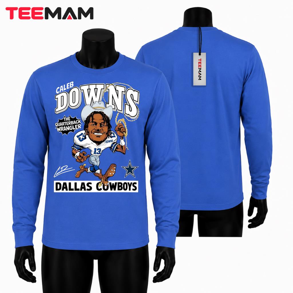 Dallas Cowboys Caleb Downs Cartoon Long Sleeve Dallas Cowboys Caleb Downs Cartoon Long Sleeve