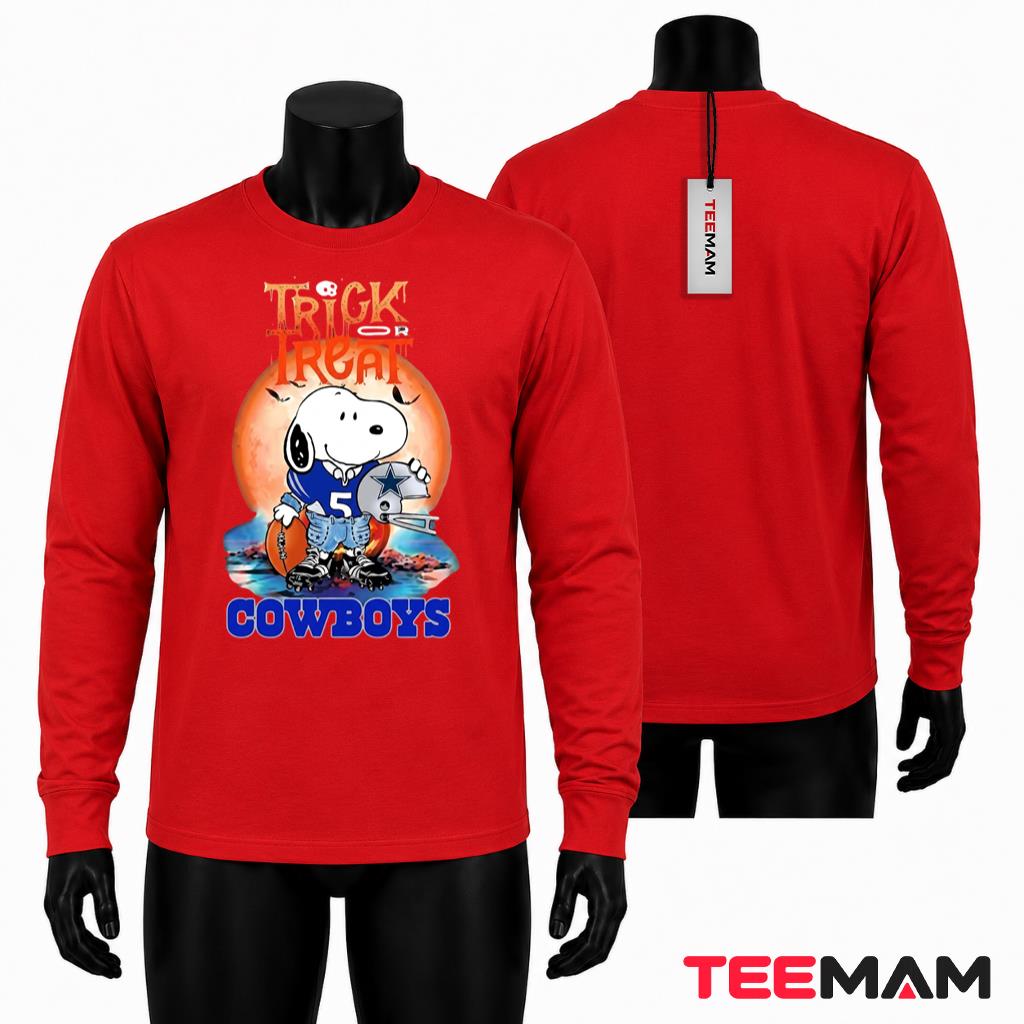 Dallas Cowboys Halloween Long Sleeve Snoopy Trick Treat Dallas Cowboys Halloween Long Sleeve Snoopy Trick Treat