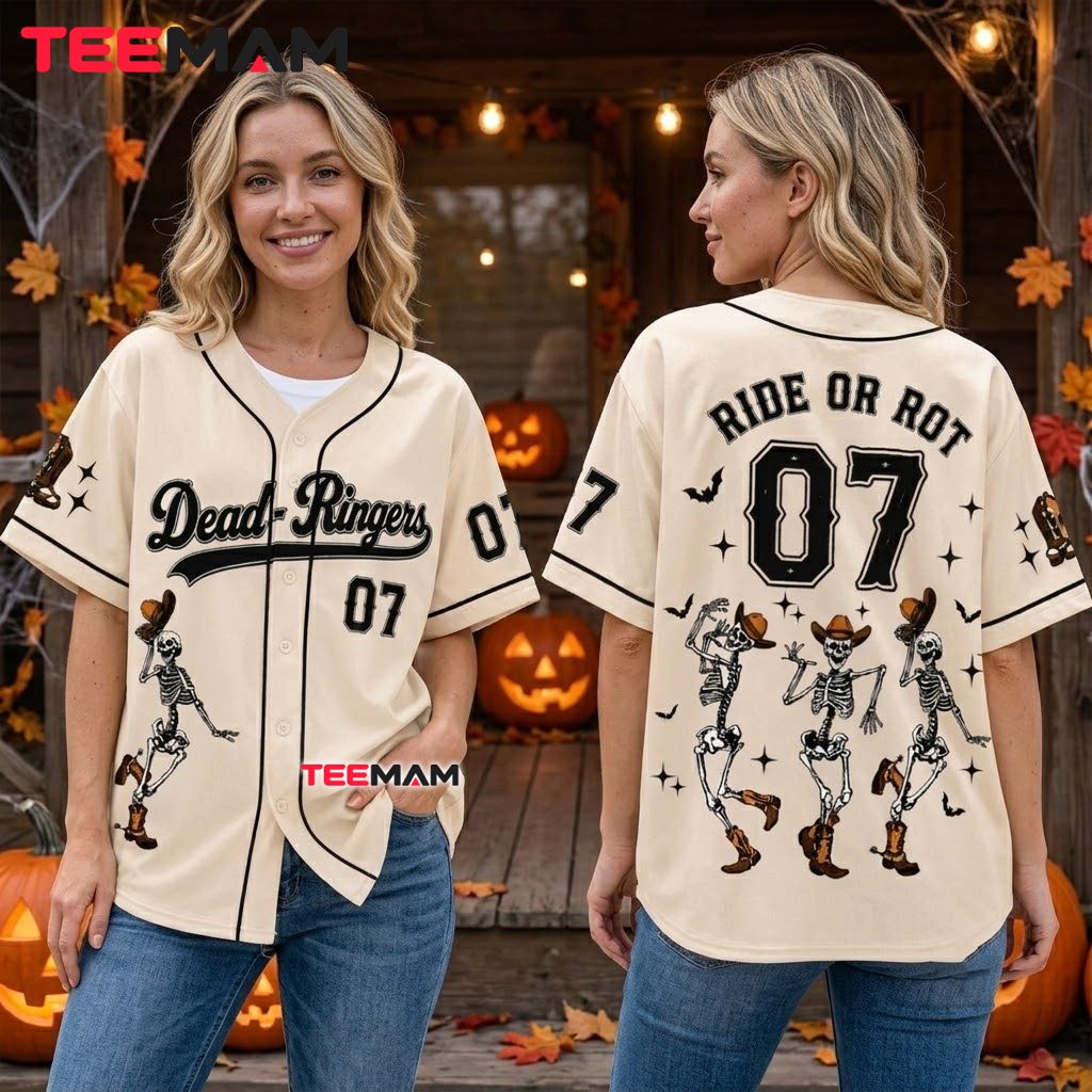 Dead Ringers Ride Or Rot Halloween Baseball Jersey Cowboy Skeleton 3 Dead Ringers Ride Or Rot Halloween Baseball Jersey Cowboy Skeleton 3