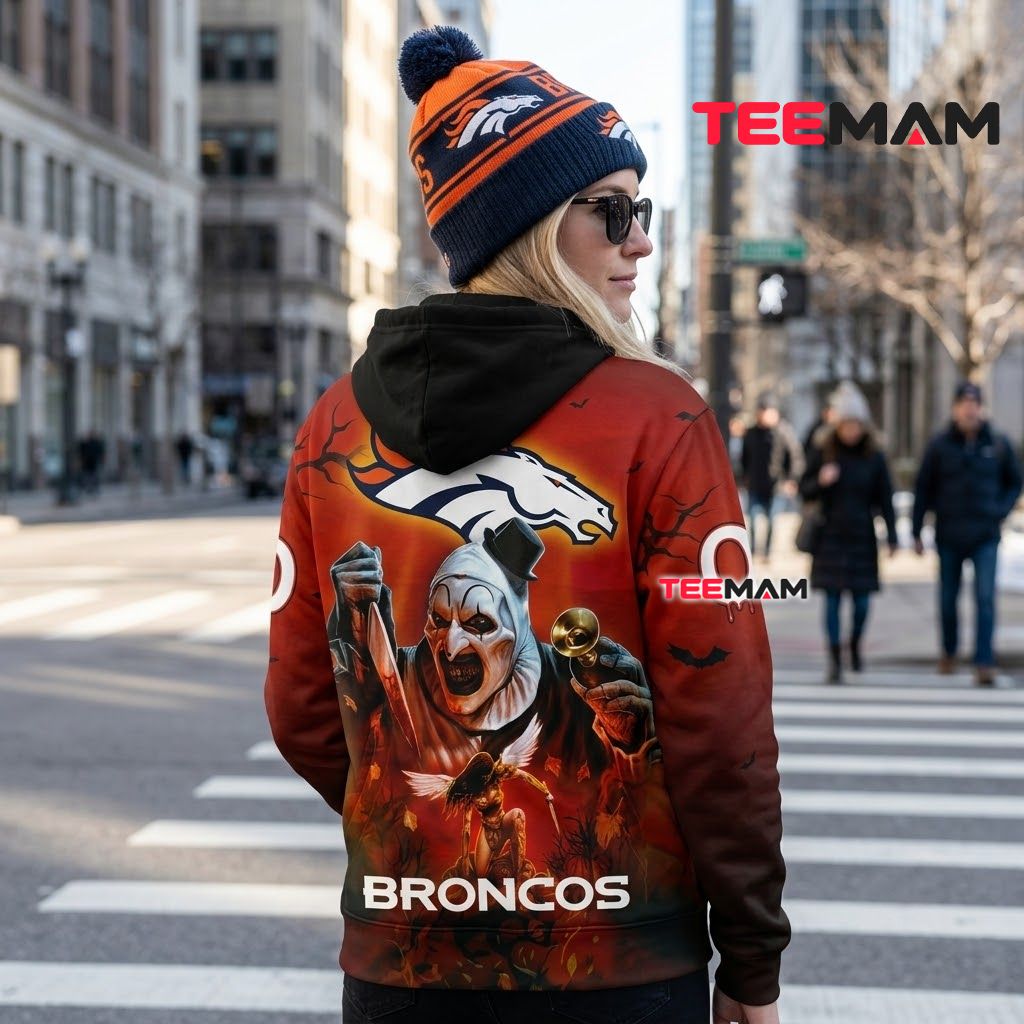 Denver Broncos 3D Hoodie Art The Clown Halloween Version 3 Denver Broncos 3D Hoodie Art The Clown Halloween Version 3
