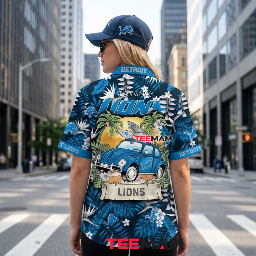 Detroit Lions Aloha Shirt Surfing Car Version 3 Detroit Lions Aloha Shirt Surfing Car Version 3
