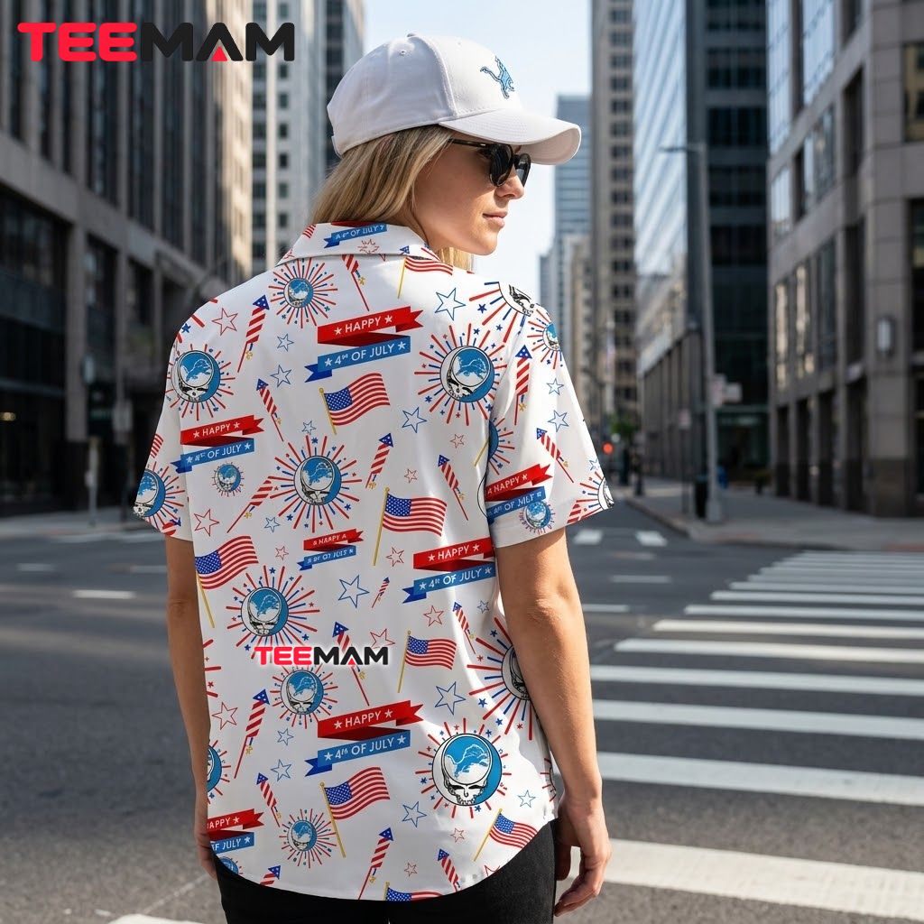 Detroit Lions Button Up Shirt 4th July Version 3 Detroit Lions Button Up Shirt 4th July Version 3