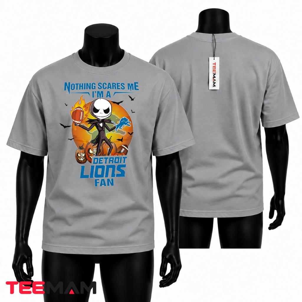 Detroit Lions Fan Halloween T-Shirt Jack Skellington