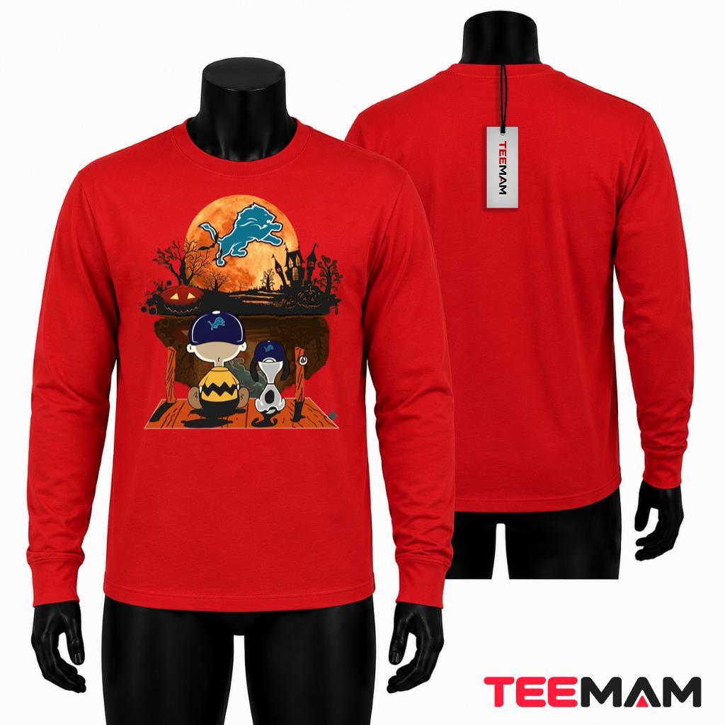 Detroit Lions Halloween Long Sleeve Charlie Brown Snoopy Detroit Lions Halloween Long Sleeve Charlie Brown Snoopy