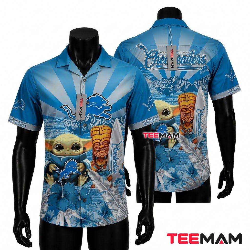 Detroit Lions Hawaiian Shirt Botanical Gray Detroit Lions Hawaiian Shirt Botanical Gray