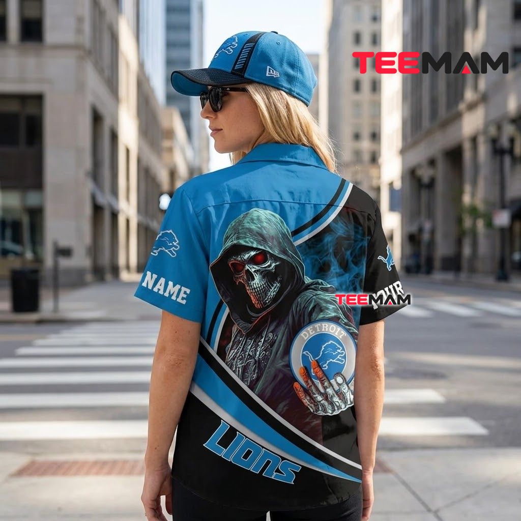 Detroit Lions Hawaiian Shirt Custom Grim Reaper Version 3 Detroit Lions Hawaiian Shirt Custom Grim Reaper Version 3