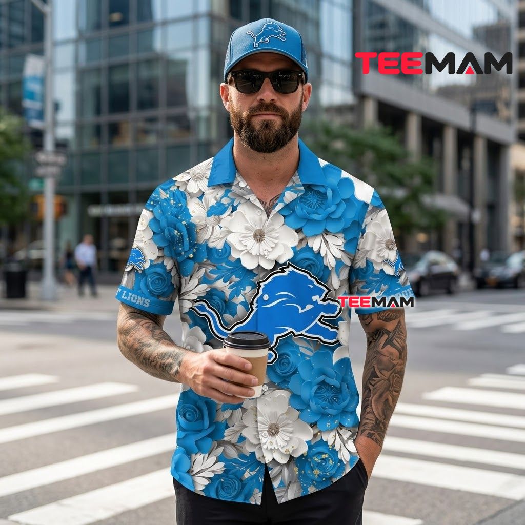 Detroit Lions Hawaiian Shirt Floral Bloom Back Detroit Lions Hawaiian Shirt Floral Bloom Back