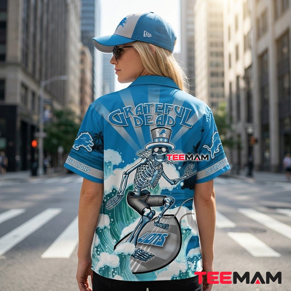 Detroit Lions Hawaiian Shirt Grateful Dead Surfing Version 3 Detroit Lions Hawaiian Shirt Grateful Dead Surfing Version 3