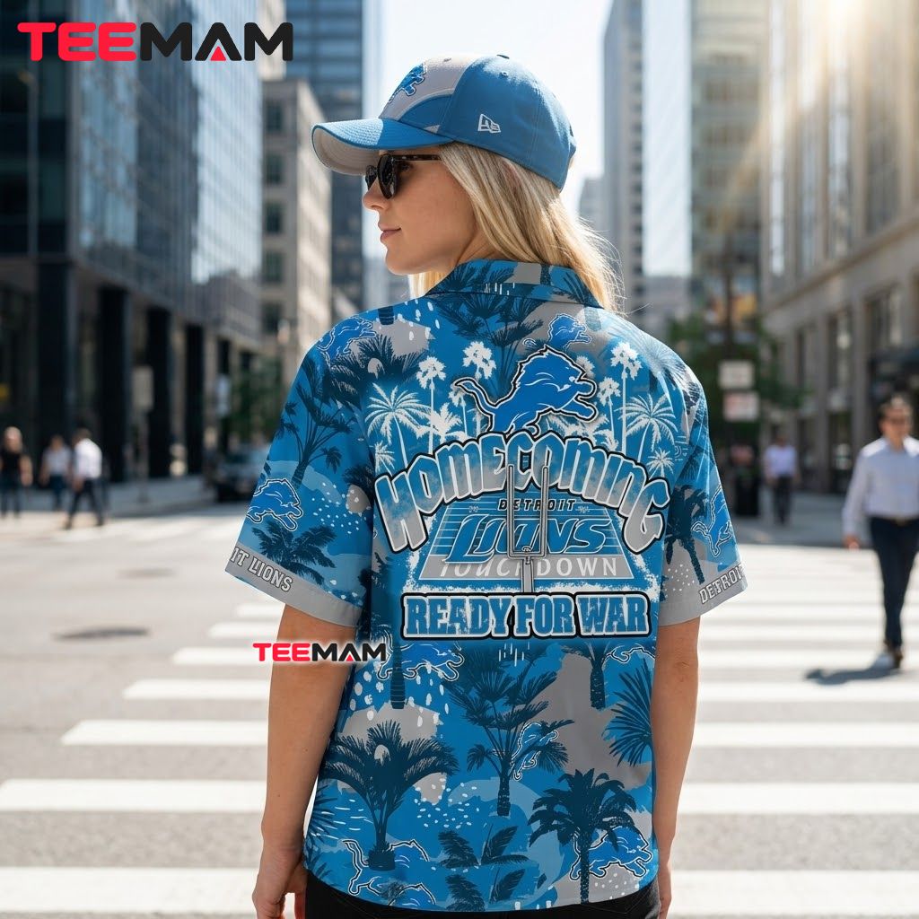 Detroit Lions Hawaiian Shirt Homecoming Palm Version 3 Detroit Lions Hawaiian Shirt Homecoming Palm Version 3