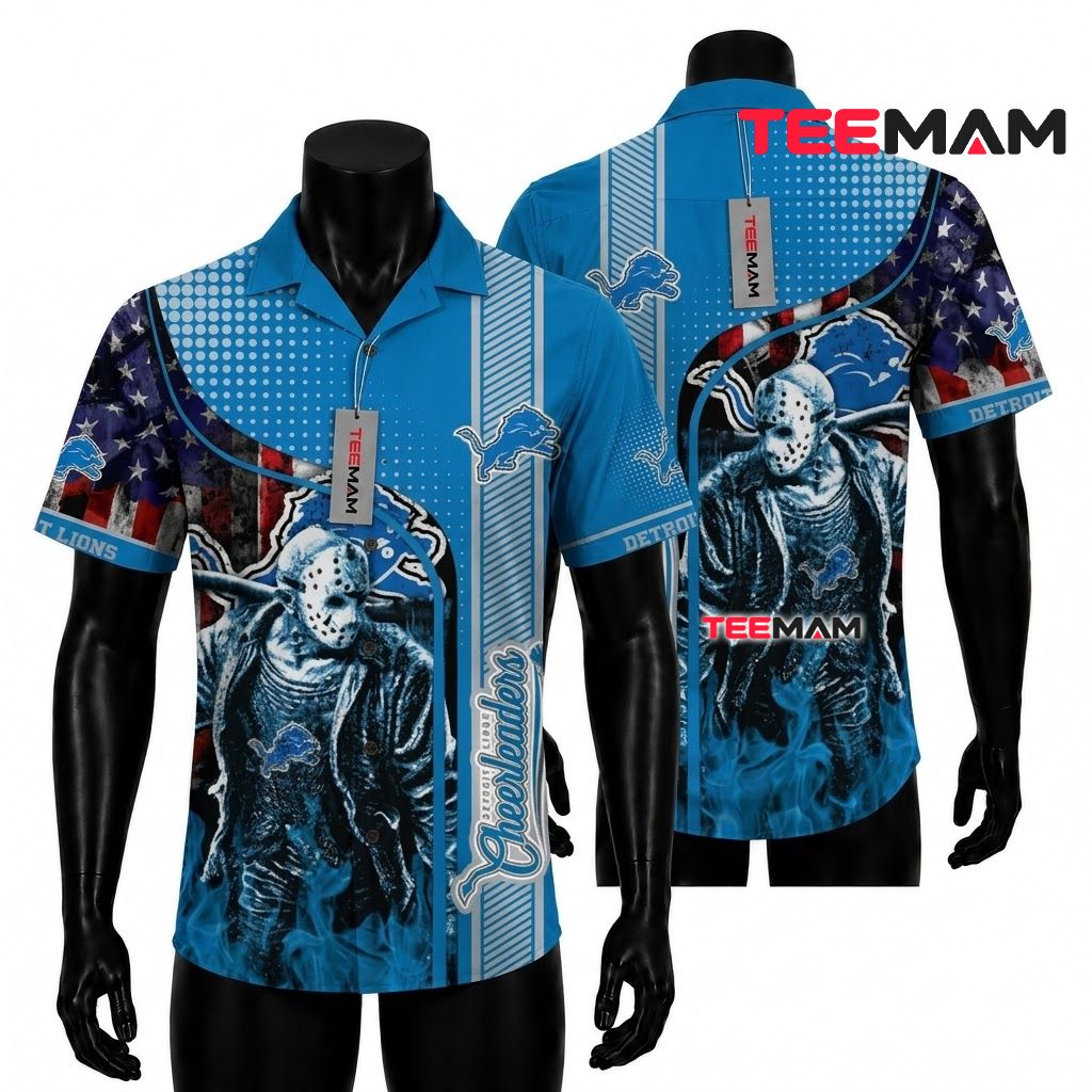 Detroit Lions Hawaiian Shirt Jason Voorhees Halloween Front