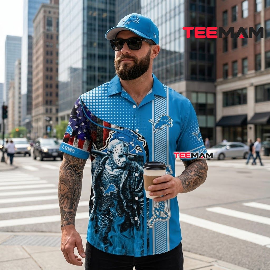 Detroit Lions Hawaiian Shirt Jason Voorhees Halloween Back Detroit Lions Hawaiian Shirt Jason Voorhees Halloween Back