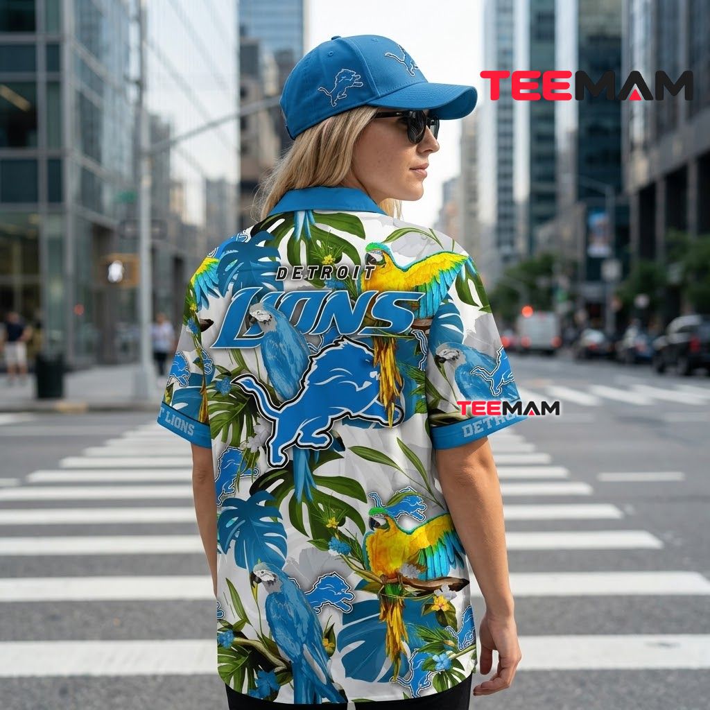 Detroit Lions Hawaiian Shirt Parrot Jungle Beach Version 3 Detroit Lions Hawaiian Shirt Parrot Jungle Beach Version 3