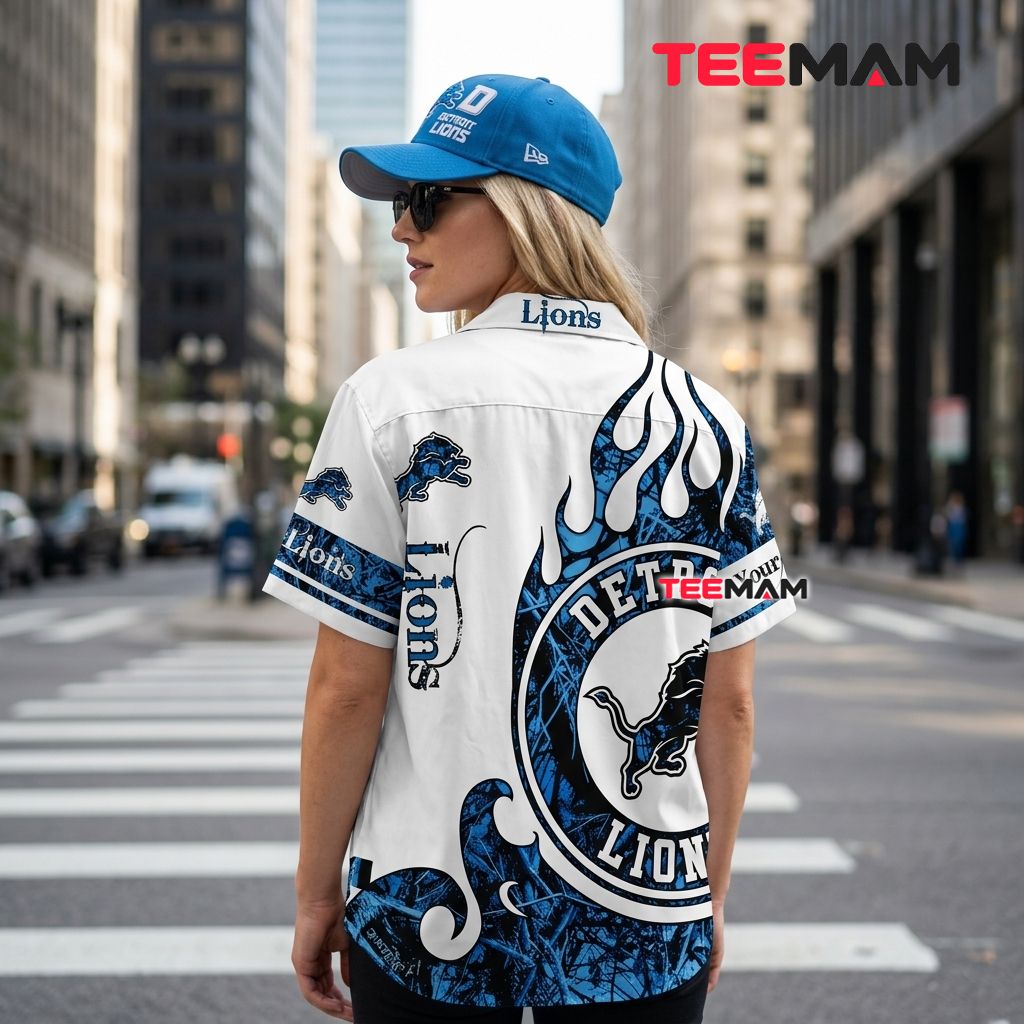 Detroit Lions Hawaiian Shirt Personalized Flame Version 3 Detroit Lions Hawaiian Shirt Personalized Flame Version 3