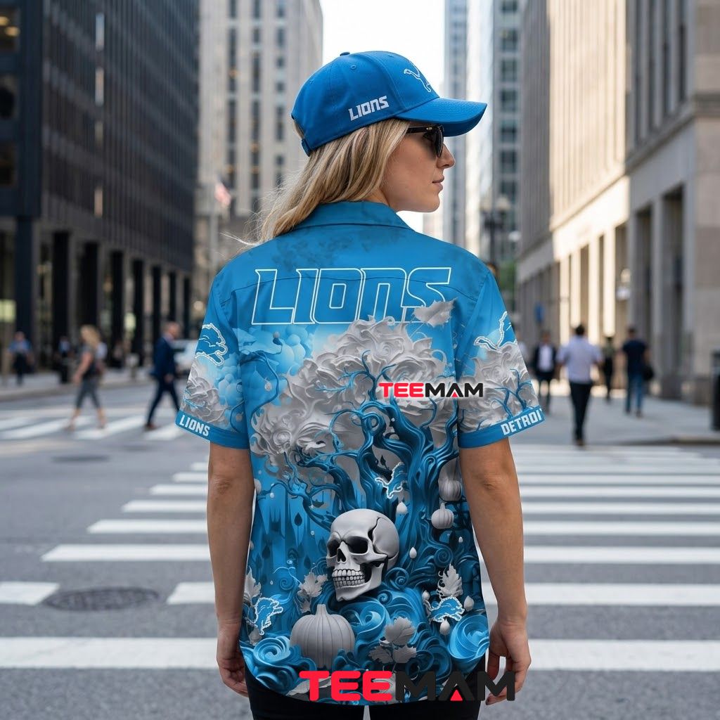 Detroit Lions Hawaiian Shirt Skull Pumpkin Version 3 Detroit Lions Hawaiian Shirt Skull Pumpkin Version 3