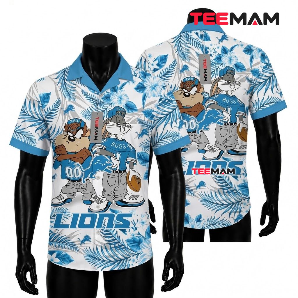 Detroit Lions Hawaiian Shirt Taz Bugs Front