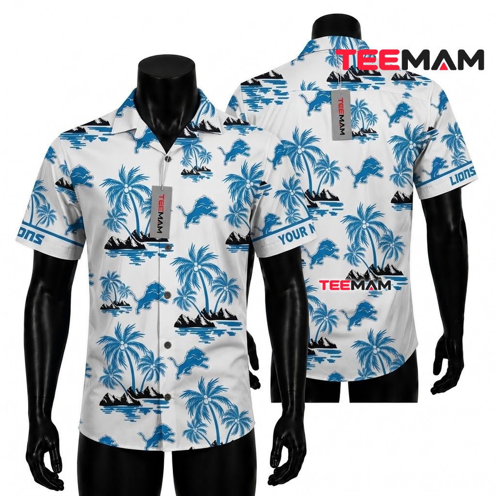 Detroit Lions Tropical Shirt Custom Palm Island Front