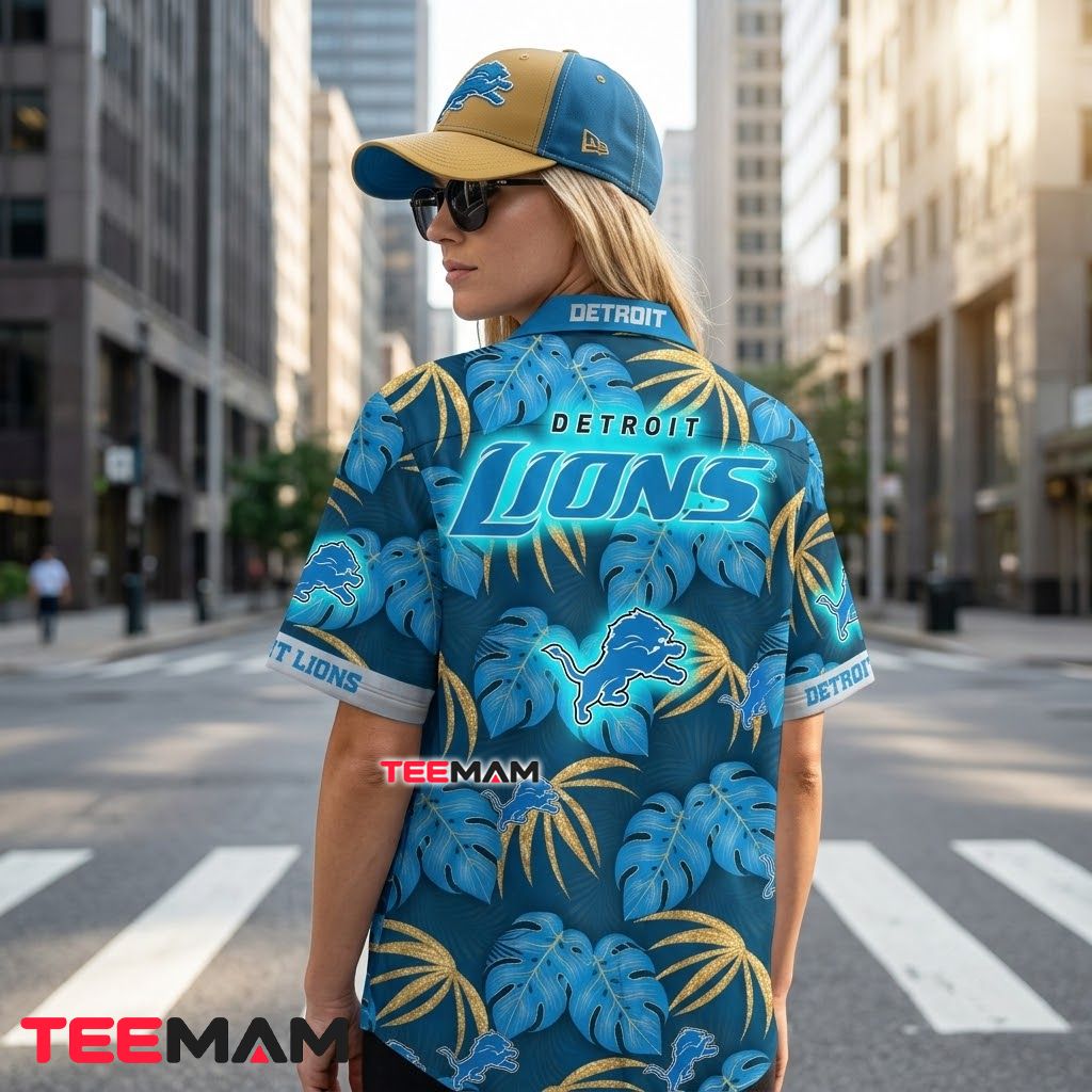 Detroit Lions Tropical Shirt Gold Monstera Version 3 Detroit Lions Tropical Shirt Gold Monstera Version 3