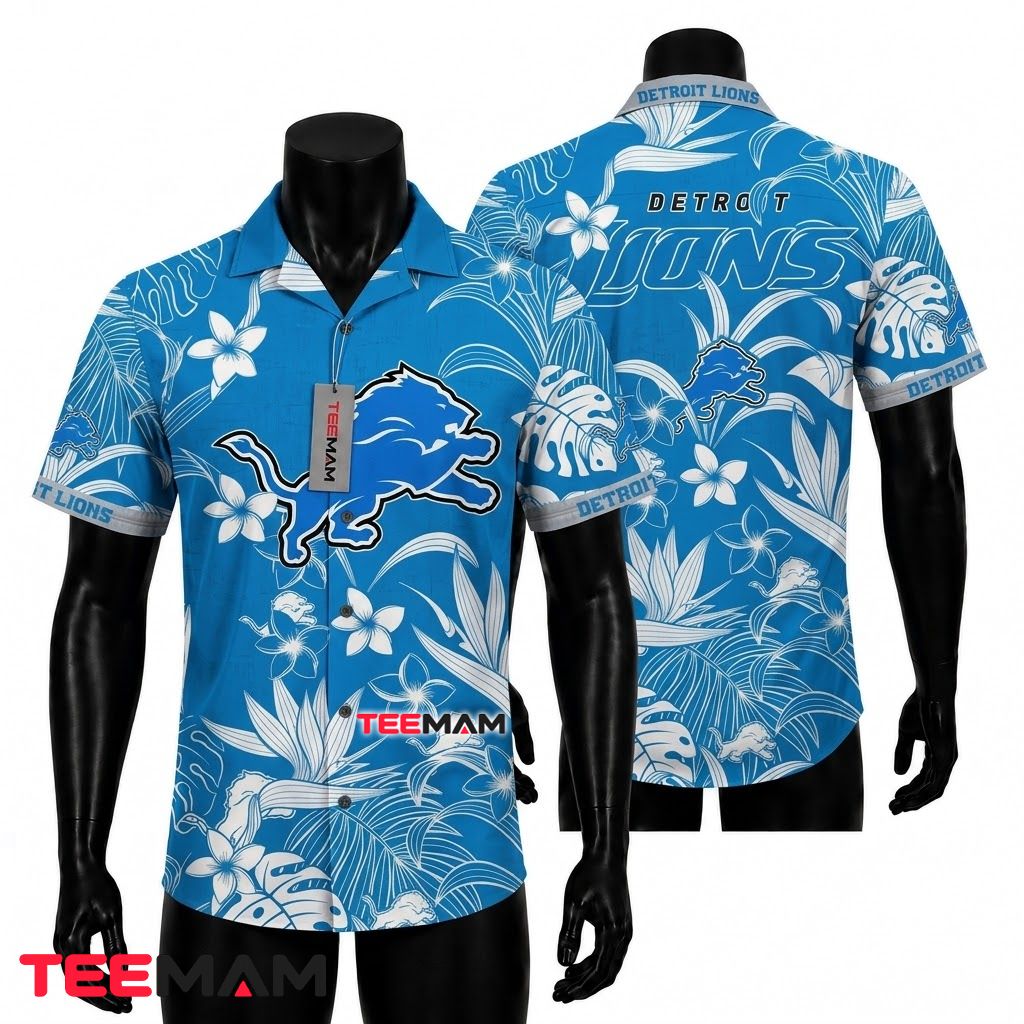 Detroit Lions Tropical Shirt Tropical Leaf Front