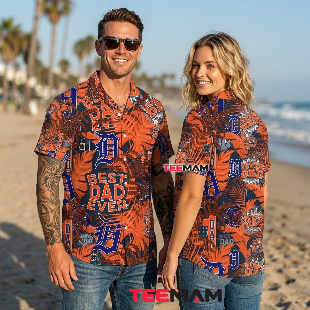 Detroit Tigers Aloha Shirt Tropical Dad Back Detroit Tigers Aloha Shirt Tropical Dad Back
