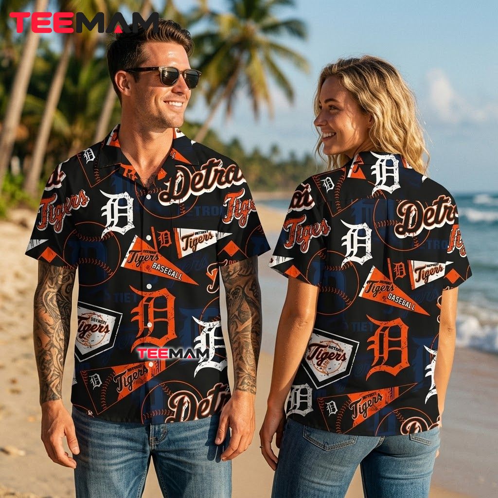 Detroit Tigers Hawaiian Shirt Pennant Baseball Back Detroit Tigers Hawaiian Shirt Pennant Baseball Back