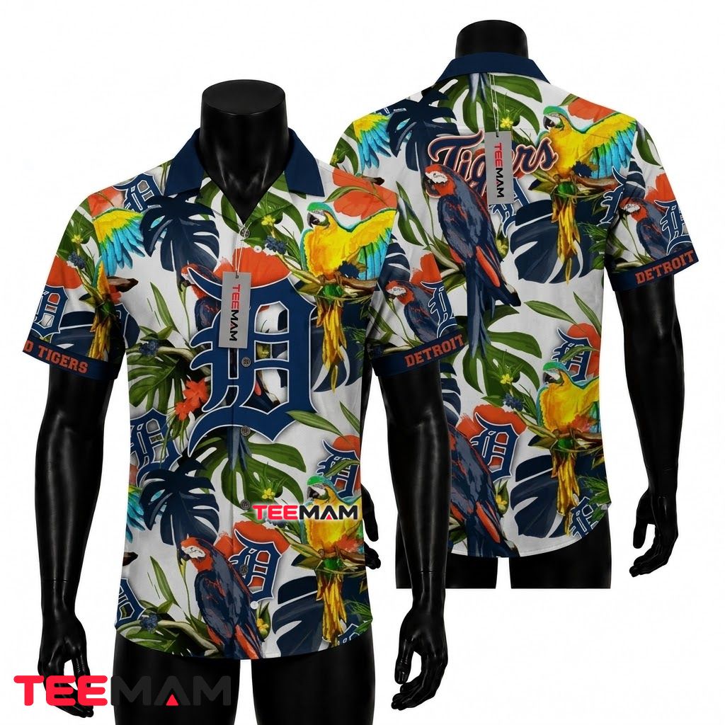Detroit Tigers Tropical Shirt Parrot Front